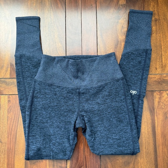 ALO Yoga Pants - Alo Alosoft Lounge Legging Heathered Navy Blue S